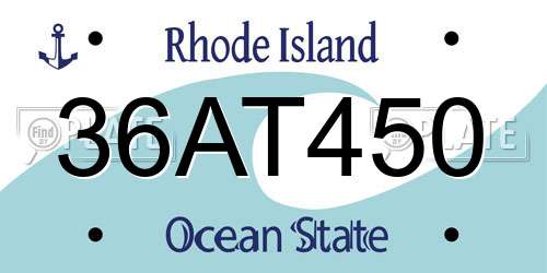 36AT450 Rhode Island License Plate