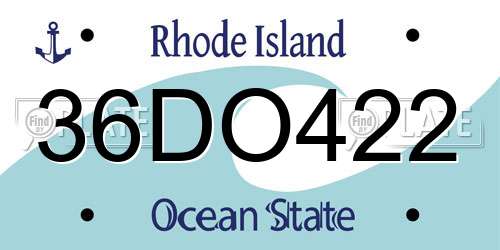 36DO422 Rhode Island License Plate