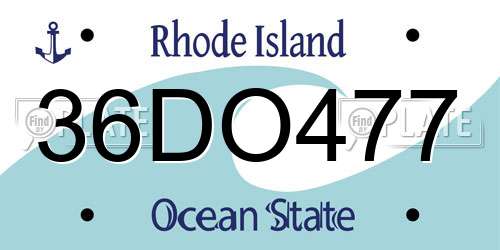 36DO477 Rhode Island License Plate