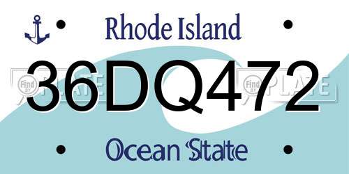36DQ472 Rhode Island License Plate