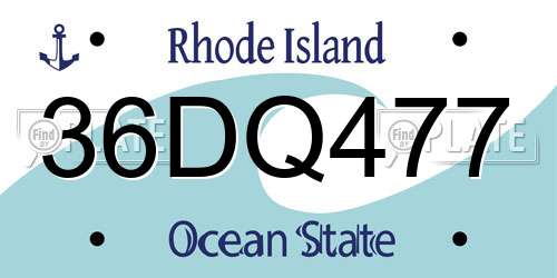 36DQ477 Rhode Island License Plate