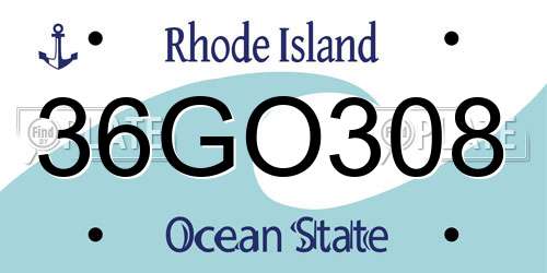 36GO308 Rhode Island License Plate