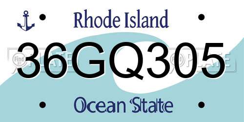 36GQ305 Rhode Island License Plate
