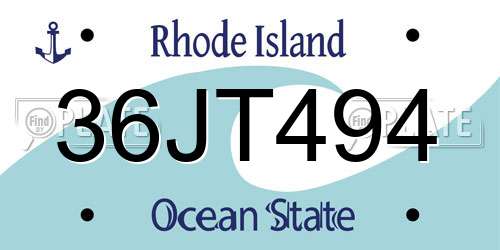 36JT494 Rhode Island License Plate