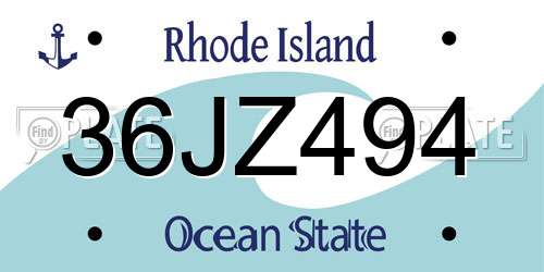 36JZ494 Rhode Island License Plate