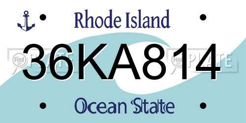 36KA814 Rhode Island License Plate