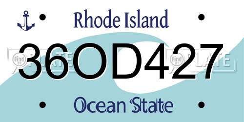 36OD427 Rhode Island License Plate