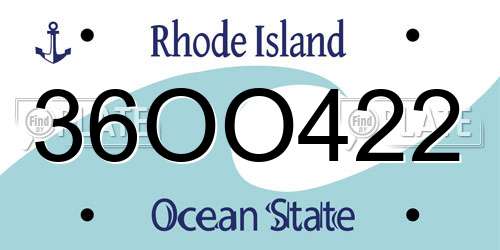36OO422 Rhode Island License Plate