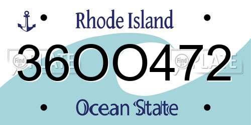 36OO472 Rhode Island License Plate