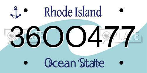 36OO477 Rhode Island License Plate