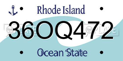 36OQ472 Rhode Island License Plate