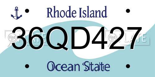 36QD427 Rhode Island License Plate