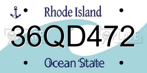 36QD472 Rhode Island License Plate