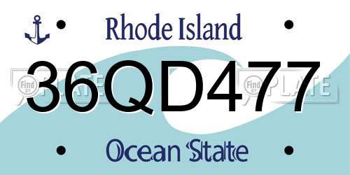 36QD477 Rhode Island License Plate