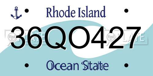 36QO427 Rhode Island License Plate