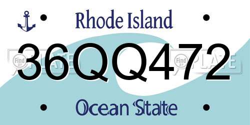 36QQ472 Rhode Island License Plate
