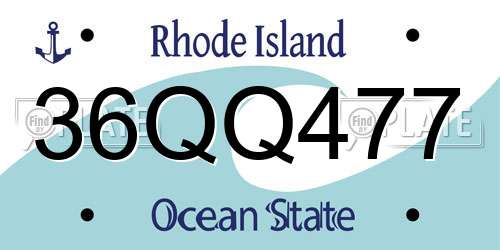 36QQ477 Rhode Island License Plate