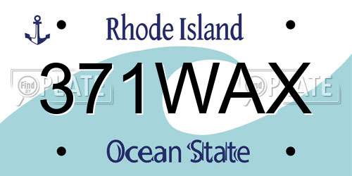 371WAX Rhode Island License Plate
