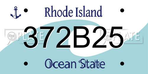 372B25 Rhode Island License Plate