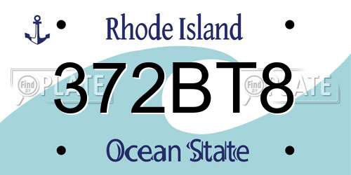 372BT8 Rhode Island License Plate
