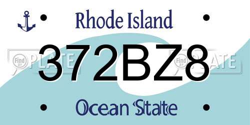 372BZ8 Rhode Island License Plate