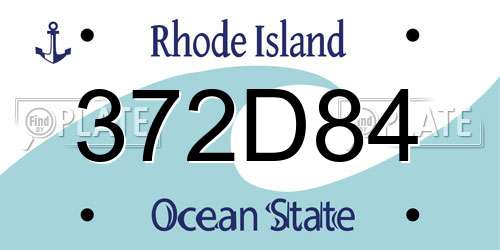 372D84 Rhode Island License Plate