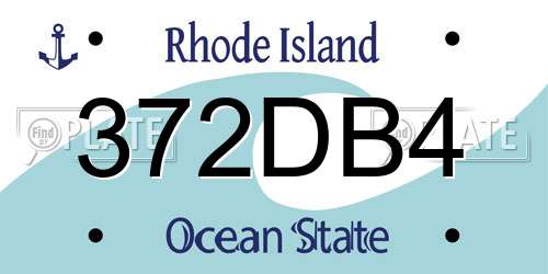 372DB4 Rhode Island License Plate