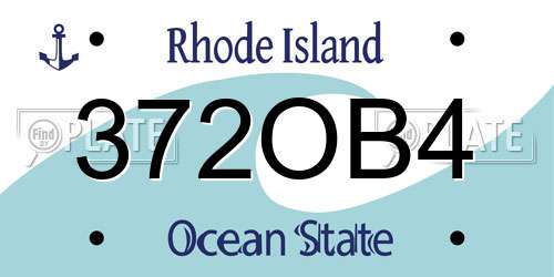 372OB4 Rhode Island License Plate