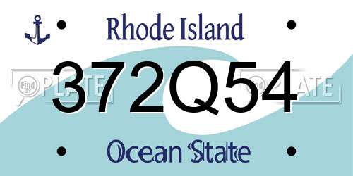 372Q54 Rhode Island License Plate