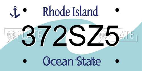 372SZ5 Rhode Island License Plate