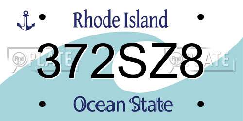 372SZ8 Rhode Island License Plate