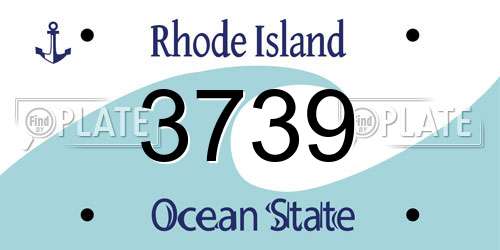 3739 Rhode Island License Plate