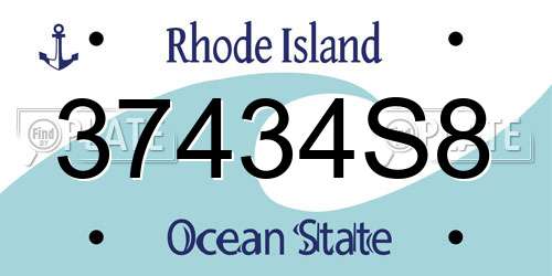 37434S8 Rhode Island License Plate