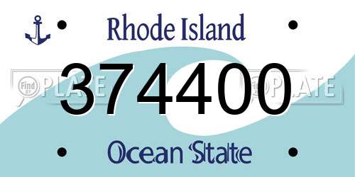 374400 Rhode Island License Plate