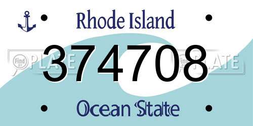 374708 Rhode Island License Plate