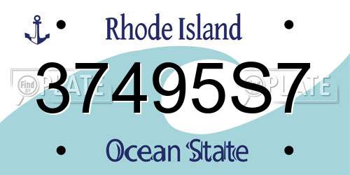 37495S7 Rhode Island License Plate