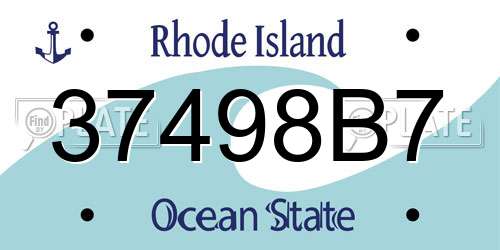 37498B7 Rhode Island License Plate