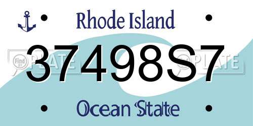 37498S7 Rhode Island License Plate