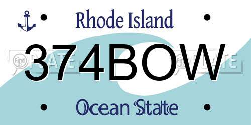 374BOW Rhode Island License Plate