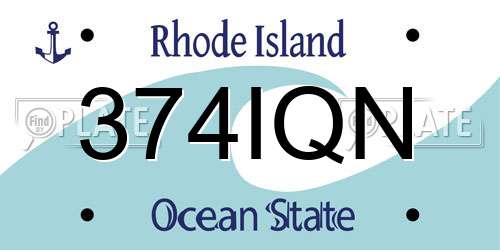 374IQN Rhode Island License Plate