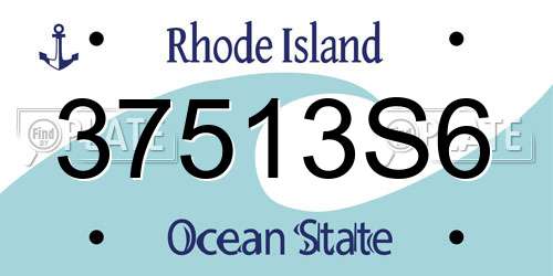37513S6 Rhode Island License Plate