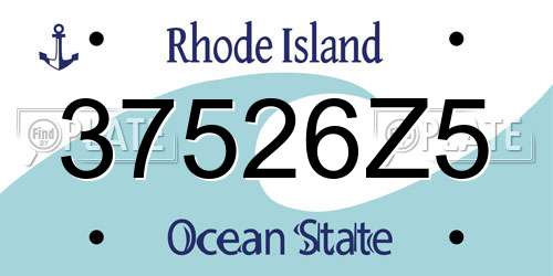 37526Z5 Rhode Island License Plate