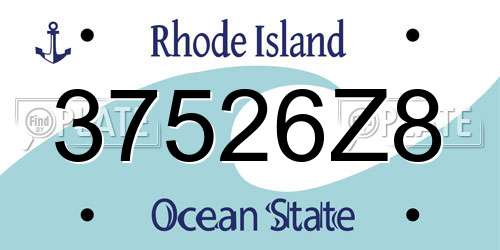 37526Z8 Rhode Island License Plate