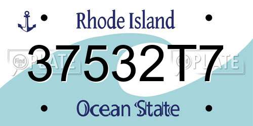37532T7 Rhode Island License Plate