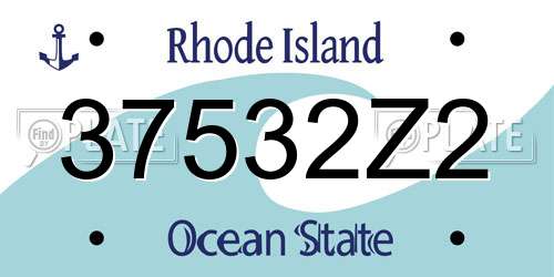 37532Z2 Rhode Island License Plate