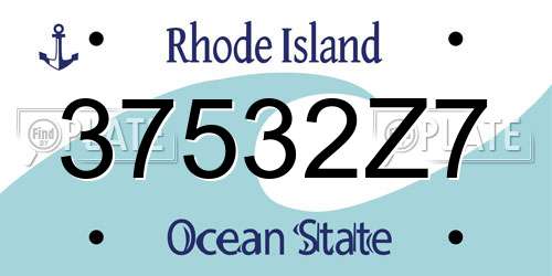 37532Z7 Rhode Island License Plate