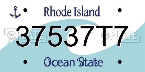 37537T7 Rhode Island License Plate