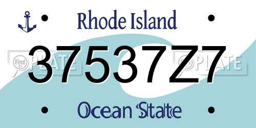 37537Z7 Rhode Island License Plate