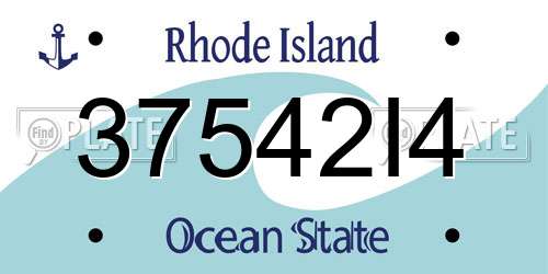 37542I4 Rhode Island License Plate