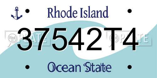 37542T4 Rhode Island License Plate